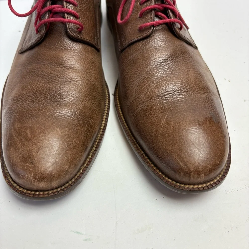 Cole Haan Williams Brown and Red Laces Derby Oxfords Distressed Leather 10.5 M